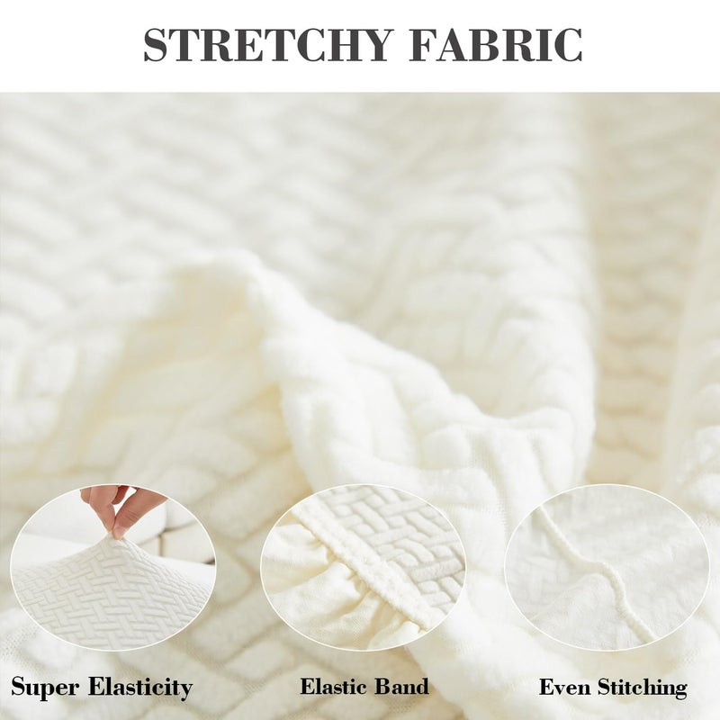 Disayu Sofa Covers Couch Covers for Sofa Pet Friendly Couch Cushion Covers Universal Sofa Covers Washable Stretch Slipcovers for Sectional Sofa (Texture Ivory White,Back Cover L) - Image 5