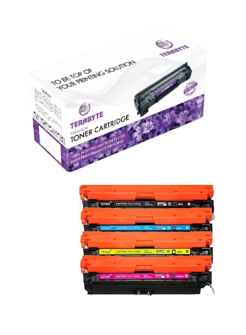 Terabyte 307A Toner Cartridge Compatible  CP5225 Toner For Color Laser Jet Series CP5220 CP5221 CP5223 CP5223dn CP5223n CP5225dn Printer (CE740A PACK OF 4) - Image 1