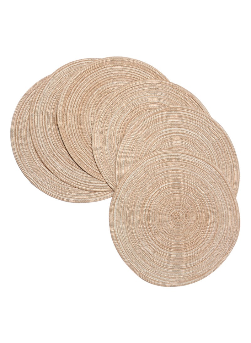 Bukela Round Braided Placemats Set of 6 Washable 15 inch Round Placemats Kitchen Table Place Mats Round Table Mats Brown - Image 1