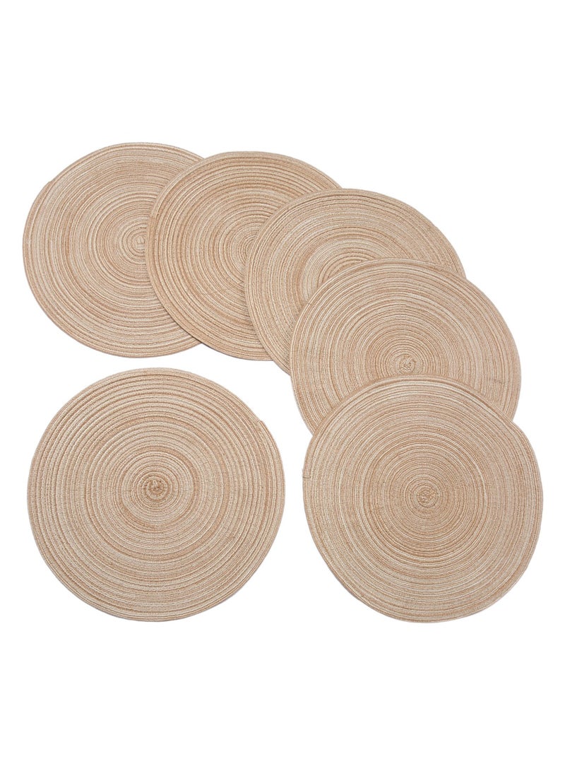 Bukela Round Braided Placemats Set of 6 Washable 15 inch Round Placemats Kitchen Table Place Mats Round Table Mats Brown - Image 4