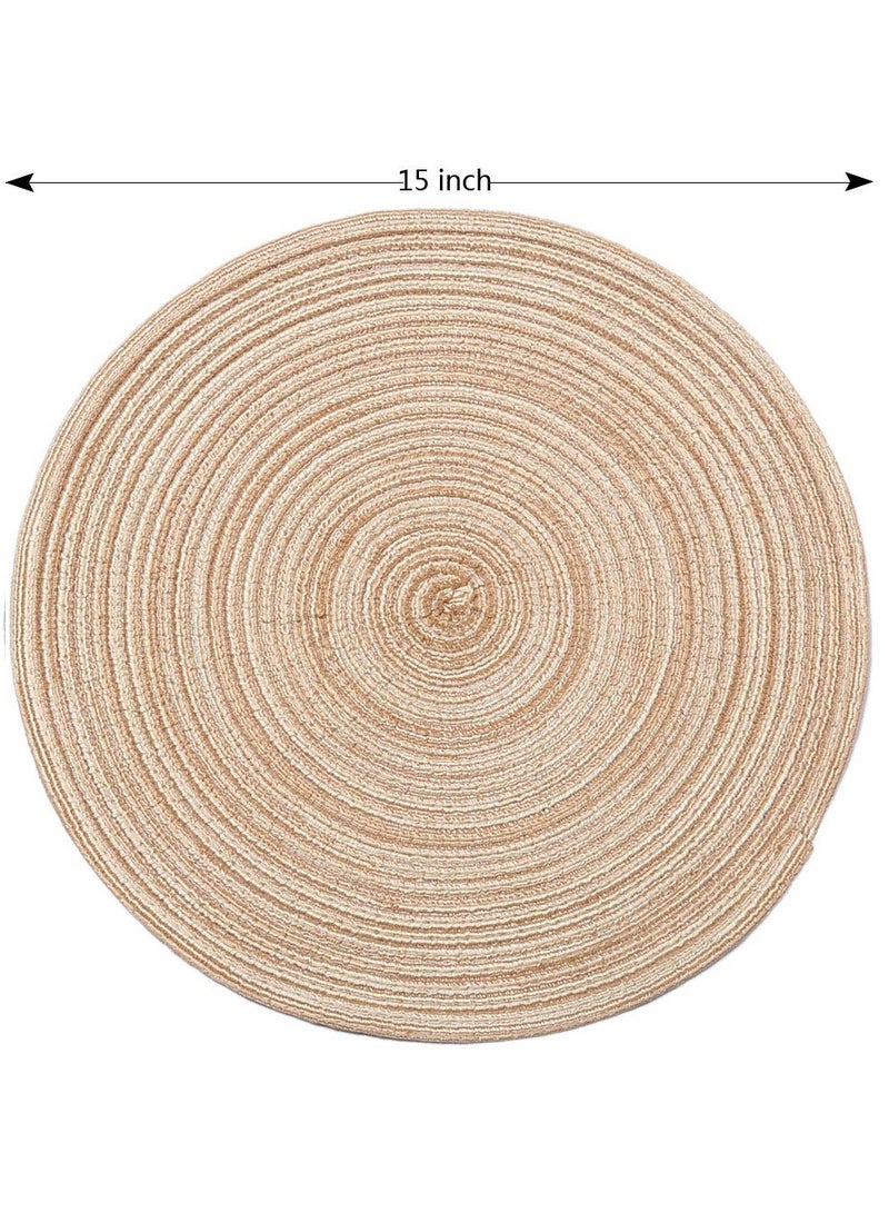 Bukela Round Braided Placemats Set of 6 Washable 15 inch Round Placemats Kitchen Table Place Mats Round Table Mats Brown - Image 5