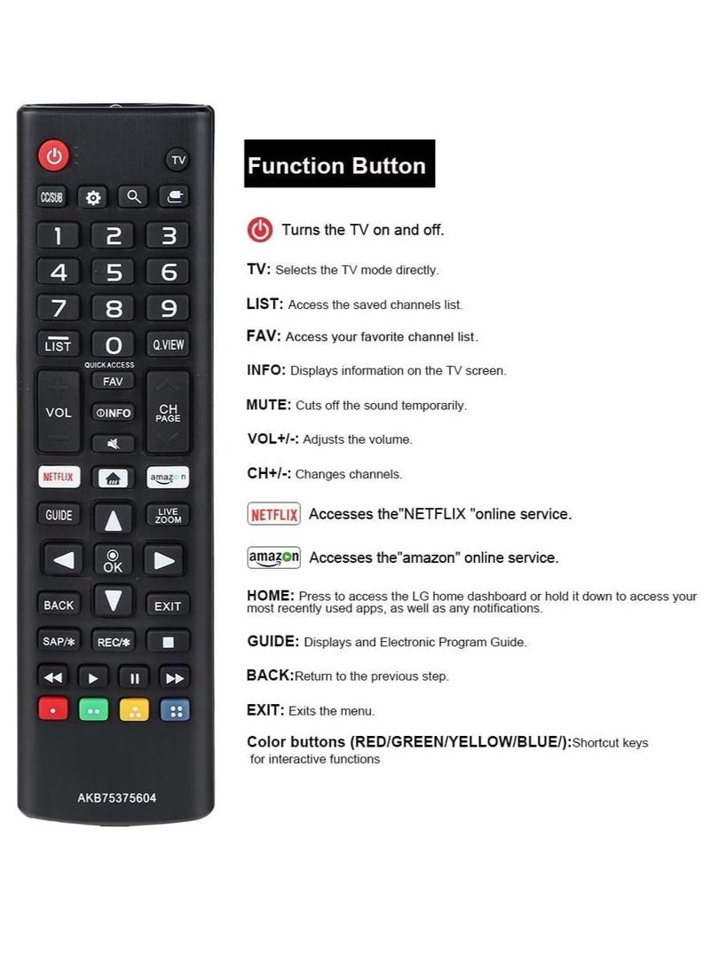 ELTRAZONE - Universal Remote Control Compatible with AKB75375604 for LG 4K Smart TVs – Replacement for Models 43UK6300PUE, 49UK6300PUE, 55UK6300PUE, 65UK6300PUE, 75UK6570PUB – Strong IR Signal, Easy Setup, Long Battery Life, and Full Functionality for TV Navigation, Volume, Channel, and Menu Controls – High-Performance Remote for Seamless Entertainment - Image 1