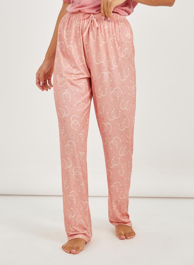 Styli Cow Girl Graphic Dropped Shoulder T-Shirt and Pyjama Set  - Image 5