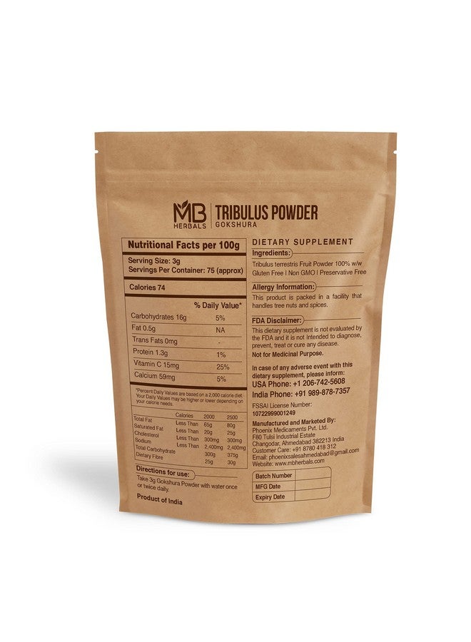 MB Herbals Tribulus Powder 8 Oz / 227G ; 0.5 Lb ; Pure Tribulus Terrestris Powder ; No Preservatives ; Gokshura Powder - Image 2
