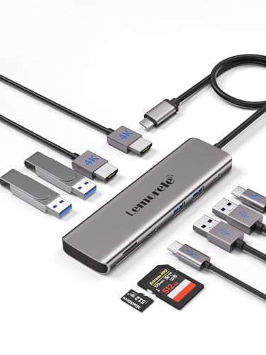 Lemorele Aluminum 10-in-1 USB C Docking Station Dual Monitor w/2 HDMI 4K, 4 USB3.0/USB2.0, 100W PD, USB-C Data, SD/TF, Type-C Hub Adapter for Dell XPS 13/15, for MacBook, Dell, HP, Lenovo Yoga,etc - Image 1