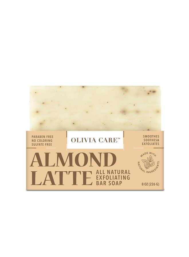 Olivia Care Exfoliating Bar Soap Coffee Beans 100% Natural Organic Ingredients Clean Energize Mind Body Full Of Vitamin & Antioxidants (Almond Latte) - Image 1