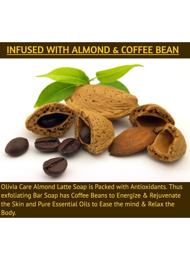 Olivia Care Exfoliating Bar Soap Coffee Beans 100% Natural Organic Ingredients Clean Energize Mind Body Full Of Vitamin & Antioxidants (Almond Latte) - Image 4