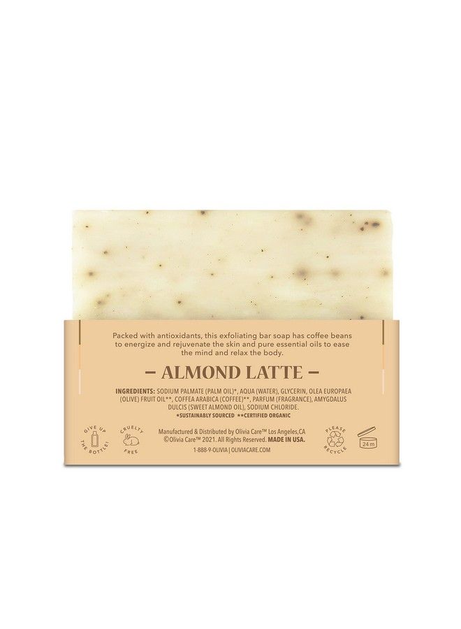 Olivia Care Exfoliating Bar Soap Coffee Beans 100% Natural Organic Ingredients Clean Energize Mind Body Full Of Vitamin & Antioxidants (Almond Latte) - Image 3