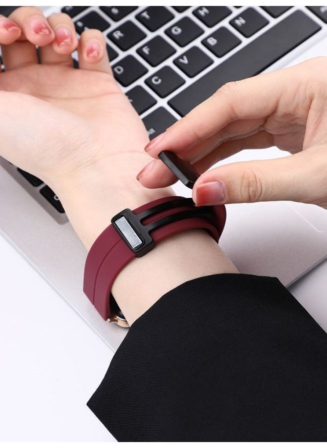 Generic For Huawei WatchFit2 Watch Band Watch Fit3 Generation Smart Watch Elegant Edition Silicone Metal Magnetic-Color:Space Gray [magnetic Suction | Folding Buckle] - Applicable: Huawei Fit2 Series - Black Connector  - Image 4