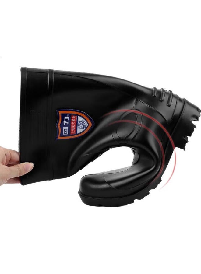 Warrior Men'S Waterproof Outdoor Rain Shoes Anti-Slip Wear-Resistant Rubber Shoes Rain Boots Cover Shoes Hl8O9 Black Mid-Tube 42 - Image 1