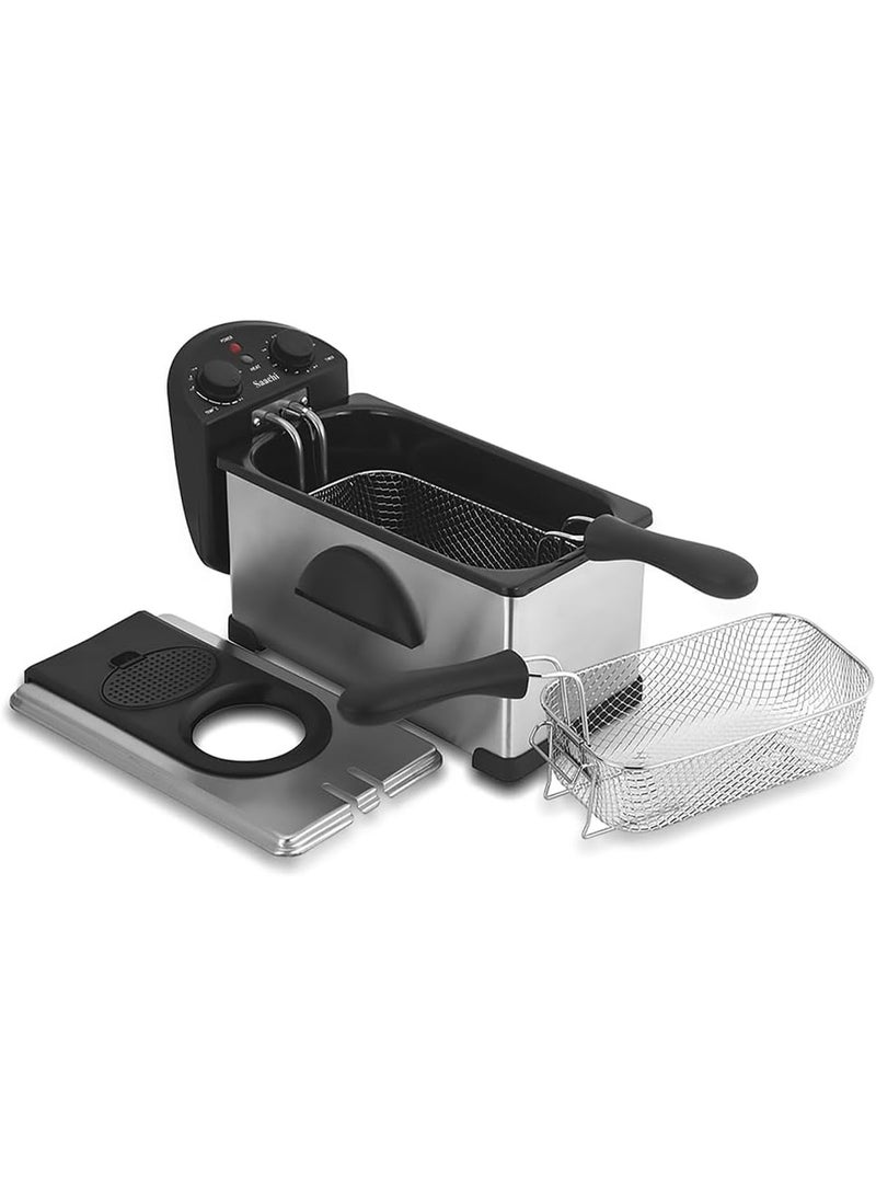 Sachi 3L Deep Fryer, Stainless Steel, Adjustable Temperature, 60-Min Timer, Viewing Window, Removable Inner Pan, Overheat Protection, 2000W - Image 1