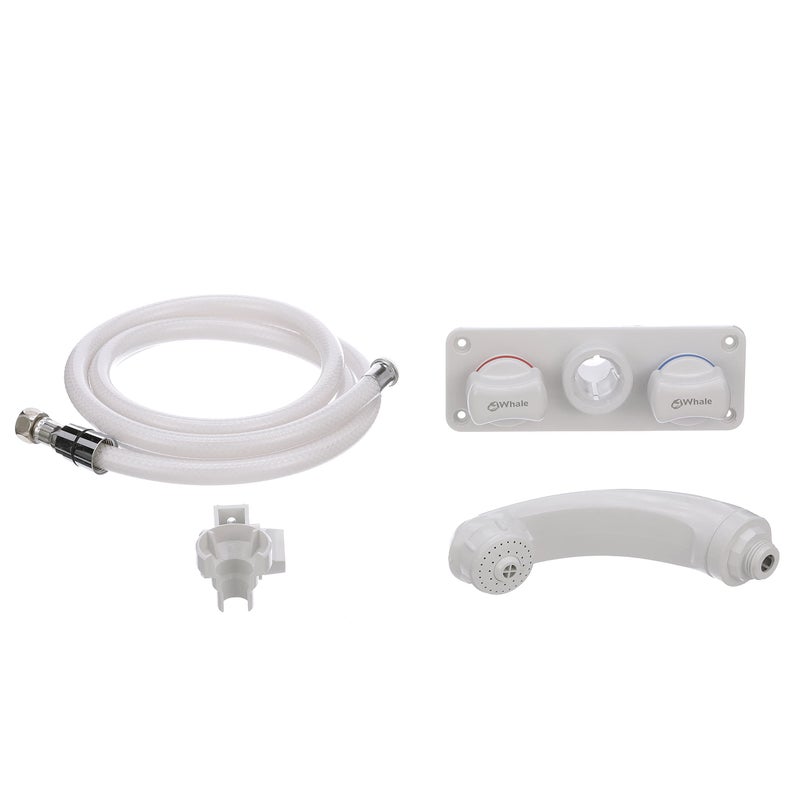 Whale RT2498 Elegance Combination FaucetShower PullOut Handheld Mixer Unit Hot and Cold Water 55Foot Hose White ABS