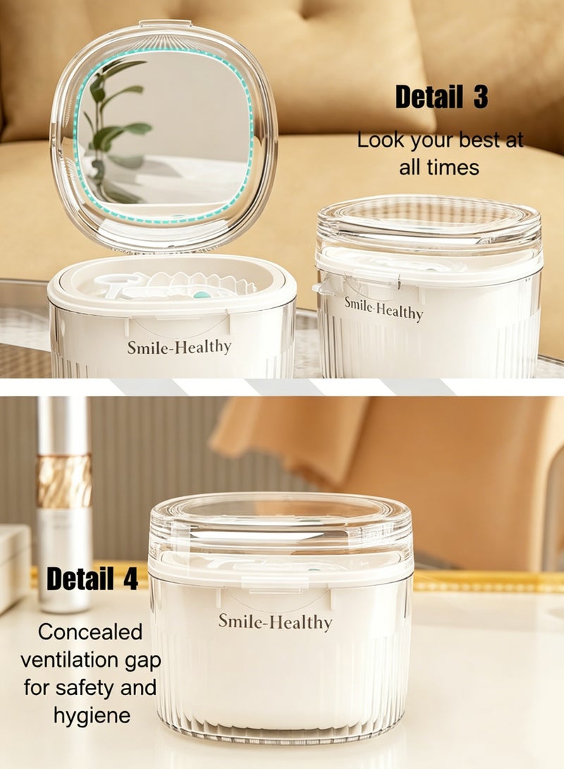 Denture Cleaning Container with Strainer, Retainer Case, Mouth Guard Denture Box, Leak-Proof Portable Storage for Dentures, Retainers, Mouthguards, Night Guards, - Image 4