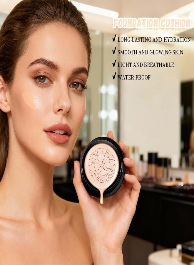 WUIAOCIT Hush Natural Glow Foundation for Mature Skin, 2026 Mushroom Head Air Cushion CC Cream, Full Coverage Long-Lasting BB Cream for Older Women, Natural Radiant Glow for Light/Medium Warm Tone Skin - Image 3