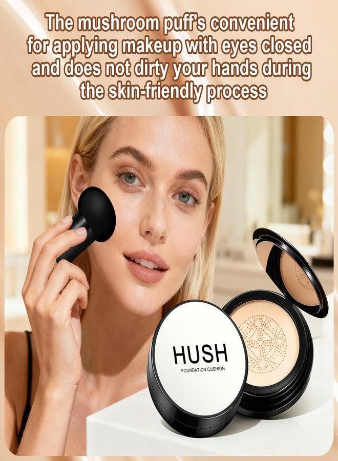 WUIAOCIT Hush Natural Glow Foundation for Mature Skin, 2026 Mushroom Head Air Cushion CC Cream, Full Coverage Long-Lasting BB Cream for Older Women, Natural Radiant Glow for Light/Medium Warm Tone Skin - Image 5