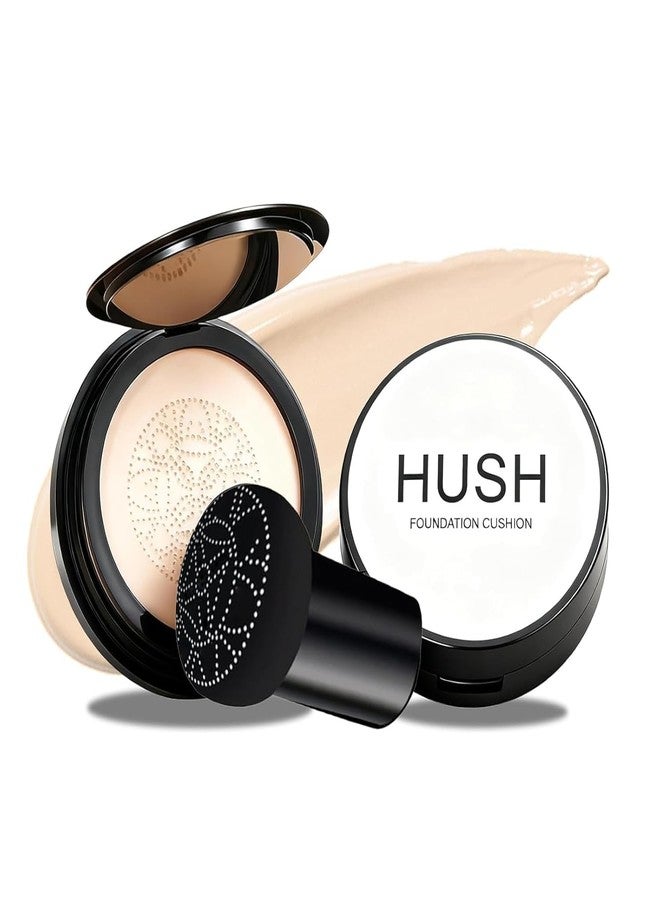 WUIAOCIT Hush Natural Glow Foundation for Mature Skin, 2026 Mushroom Head Air Cushion CC Cream, Full Coverage Long-Lasting BB Cream for Older Women, Natural Radiant Glow for Light/Medium Warm Tone Skin - Image 1