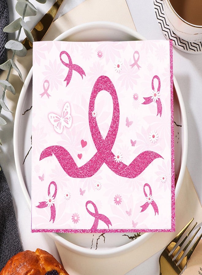 Ysqool 24 Pack Breast Cancer Napkins, Pink Ribbon Breast Cancer Awareness Paper Napkins,Disposable Party Napkins for Breast Cancer Survivor Tableware Decorations Party Supplies (24) - Image 5
