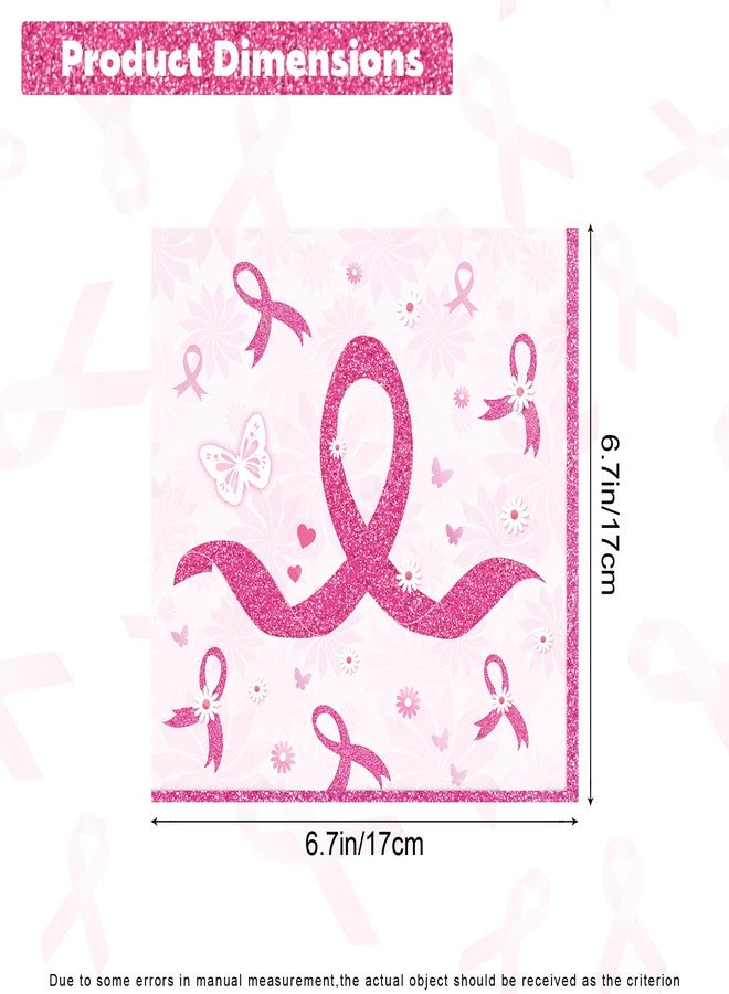 Ysqool 24 Pack Breast Cancer Napkins, Pink Ribbon Breast Cancer Awareness Paper Napkins,Disposable Party Napkins for Breast Cancer Survivor Tableware Decorations Party Supplies (24) - Image 2