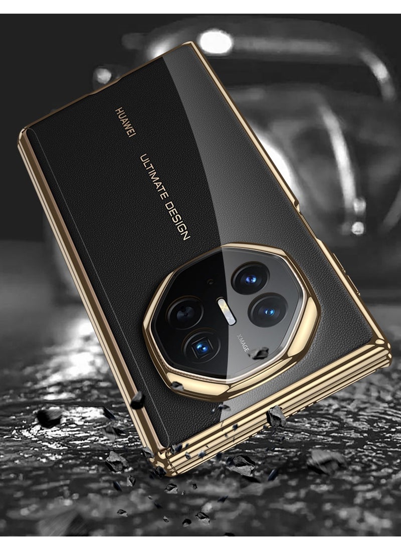 Compatible with HUAWEI Mate XT Ultimate Design Magnetic Phone Case, Shockproof Soft TPU Protective Cover, Slim Anti Scratch Case Gold/Clear