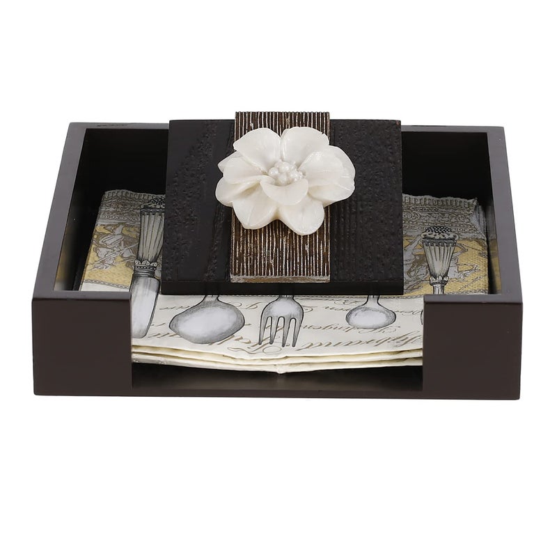 COCKTAIL Wooden MDF Flat Paper Napkin Holder For Dining Table Napkin Stand With Weighted Flap Tissue Paper Holder for Dining Table StylishRFlower - Image 3
