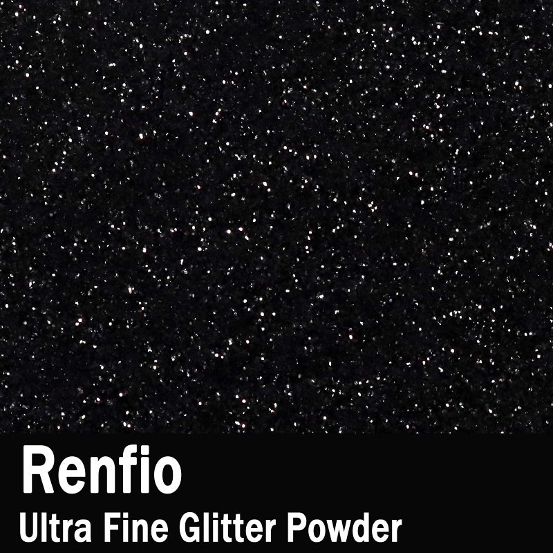 Renfio Ultra Fine Metallic Resin Glitter Powder 2.11 Oz (60g) PET Flakes Crafts Sequins 1/128" Black Glitter Epoxy Chips Flakes for Tumblers Slime Halloween Decorations - Deep Black - Image 2