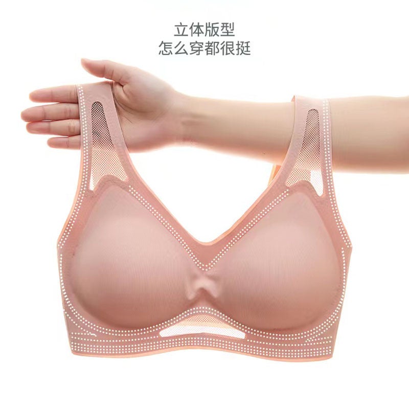 Summer new products seamless breathable sports shockproof vest underwear sexy stitching mesh big U beautiful back girl bra black L size [105-120 catties] - Image 4