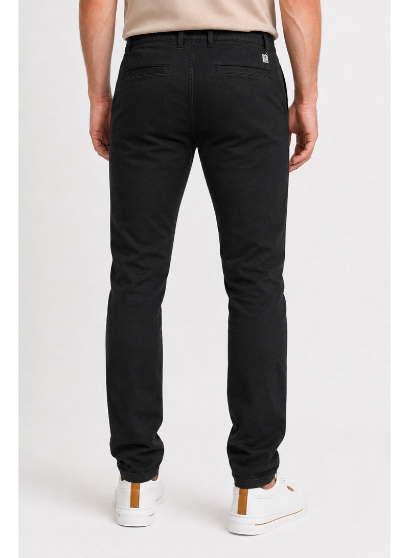 WHITE RABBIT Men's Regular Fit Plain Gabardine Pants with Slash Pockets - Image 3