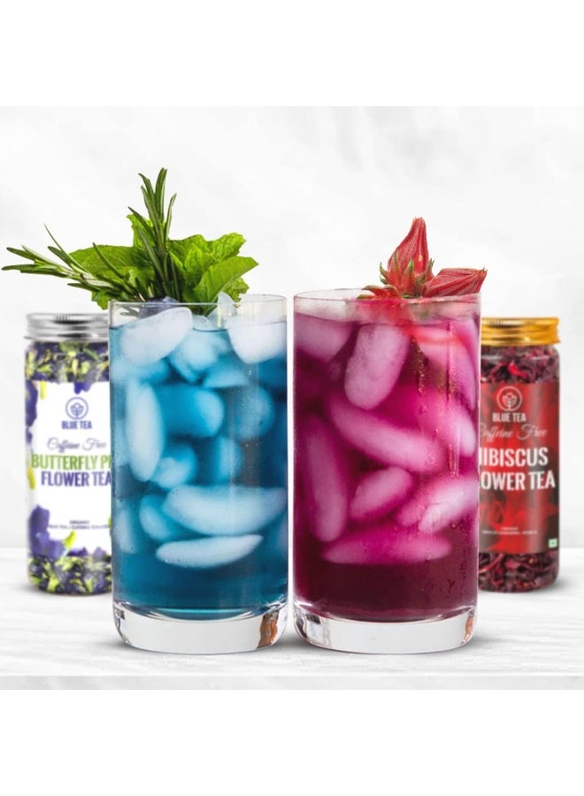 BLUE TEA - COMBO - Butterfly Pea Flower - 25g & Hibiscus- 50g | SUPER ANTIOXIDANT | Flower Based - Caffeine Free - Herbal Tea - Image 3