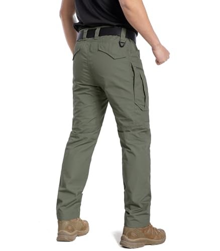 CARWORNIC Men's Ripstop Tactical Pants Water Resistant Cargo Work Pants Lightweight Breathable Outdoor Hiking Pants for EDC Military Combat Security Construction Trekking with 8 Pockets Army Green - Image 3