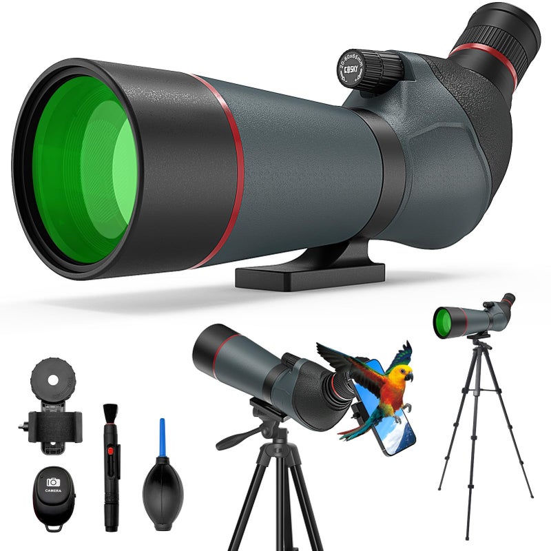 Gosky 2060x65 Spotting Scope with Full Size Tripod Phone Adapter Controller and Cleaning Kit Spotting Scope for Bird Watching Wildlife Viewing