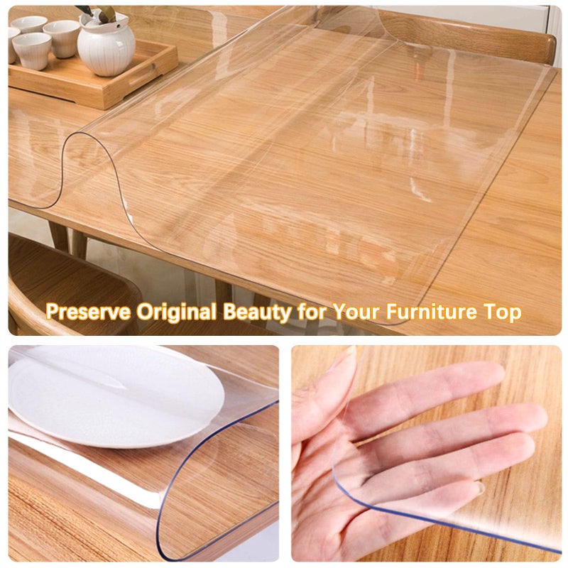 Easy Easy Life Clear PVC Dining Table Protector Rectangular Plastic Table Cover Cloth Desk Pad Mat for Office Computer Coffee Glass End Side Bar Table Top Countertop Wooden Furniture Protecton Mat Vinyl 18 X 48 Inch - Image 5