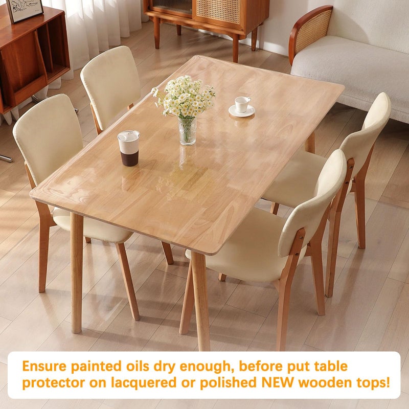 Easy Easy Life Clear PVC Dining Table Protector Rectangular Plastic Table Cover Cloth Desk Pad Mat for Office Computer Coffee Glass End Side Bar Table Top Countertop Wooden Furniture Protecton Mat Vinyl 18 X 48 Inch - Image 3