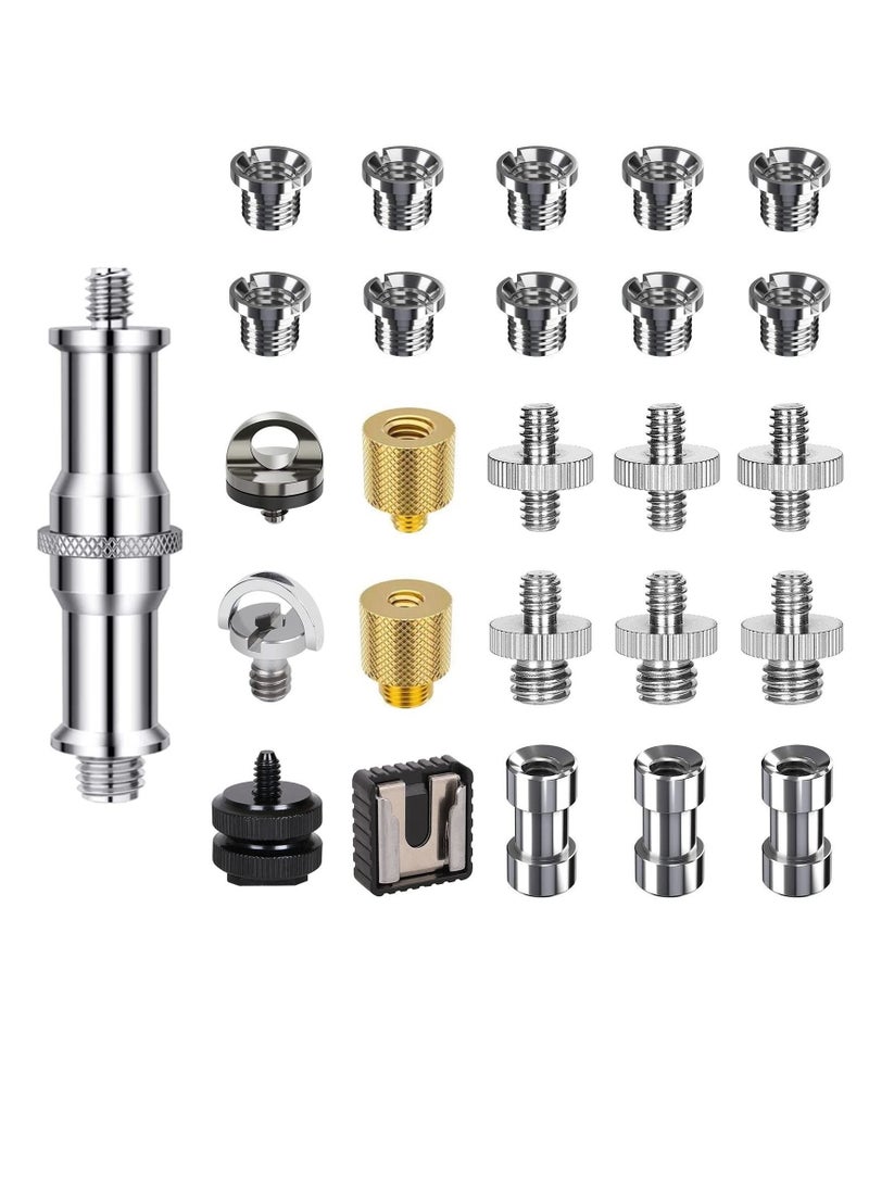 Captaintech Camera Screw Mount Set, 1/4 Inch and 3/8 Inch Converter Threaded Screws Adapter Flash Shoe Mount for DSLR Camera Tripod Monopod Ball head Flash Light Quick Release Plate 26Pcs - Image 1