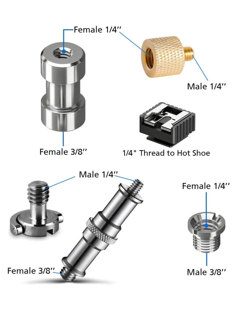 Captaintech Camera Screw Mount Set, 1/4 Inch and 3/8 Inch Converter Threaded Screws Adapter Flash Shoe Mount for DSLR Camera Tripod Monopod Ball head Flash Light Quick Release Plate 26Pcs - Image 2