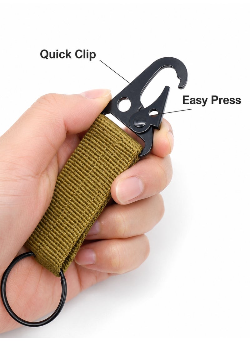 2PCS Tactical Webbing Keychain Clip Set for MOLLE Backpack Belt and Outdoor Gear, Green - Image 3