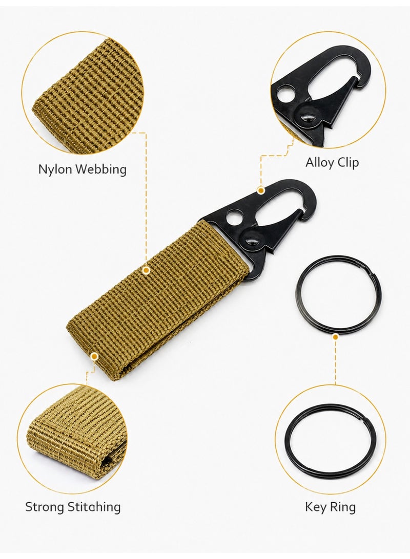 2PCS Tactical Webbing Keychain Clip Set for MOLLE Backpack Belt and Outdoor Gear, Green - Image 2