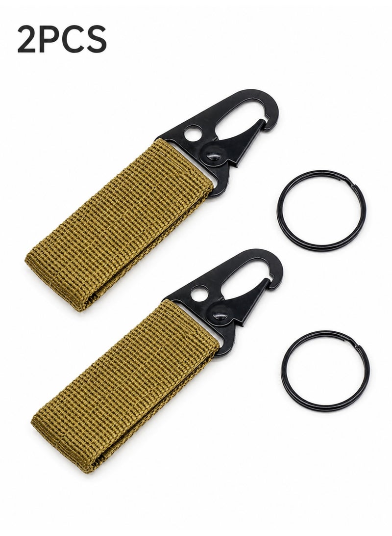 2PCS Tactical Webbing Keychain Clip Set for MOLLE Backpack Belt and Outdoor Gear, Green - Image 1