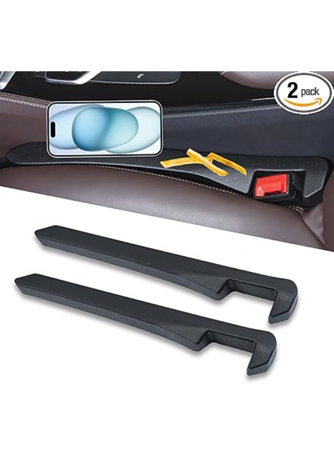 Car Seat Gap Filler, 2 Pack PU Leather Fill The Gap Between Seat and Center Console, Seat Crevice Blocker Stop Things from Dropping, Universal Vehicle Interior Accessories for Car SUV Black - Image 1