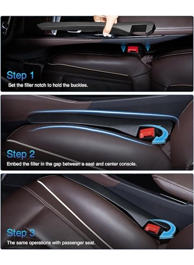 Car Seat Gap Filler, 2 Pack PU Leather Fill The Gap Between Seat and Center Console, Seat Crevice Blocker Stop Things from Dropping, Universal Vehicle Interior Accessories for Car SUV Black - Image 5