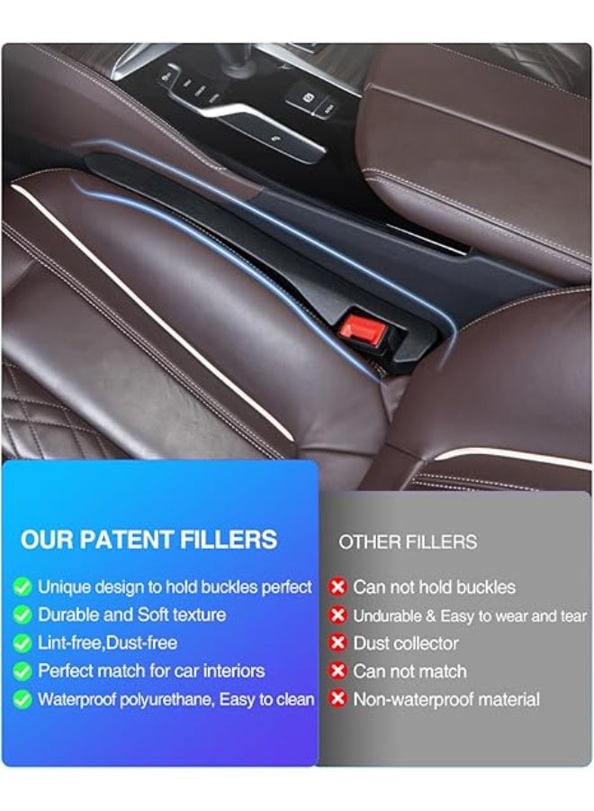 Car Seat Gap Filler, 2 Pack PU Leather Fill The Gap Between Seat and Center Console, Seat Crevice Blocker Stop Things from Dropping, Universal Vehicle Interior Accessories for Car SUV Black - Image 2
