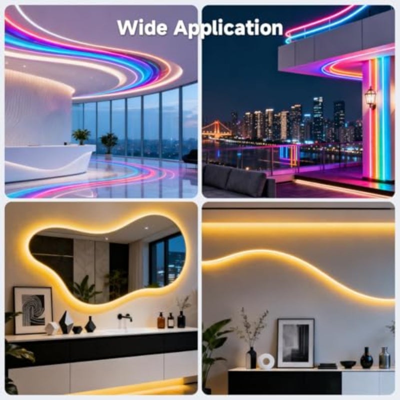 9.8 Ft Flexible LED Channel System for Kitchen Cabinet and Patio Lighting, Aluminum with Milky White Diffuser, Spotless Light Effect for 12mm Width Strips, DIY Installation - Image 4
