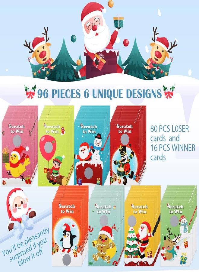 Nezyo 96 Pcs Christmas Scratch Off Cards Christmas Party Scratch Games Raffle Tickets with Patterns of Snowman Elk Santa Claus for Adults Groups Activity Xmas Party Supplies (Cute Style) - Image 2