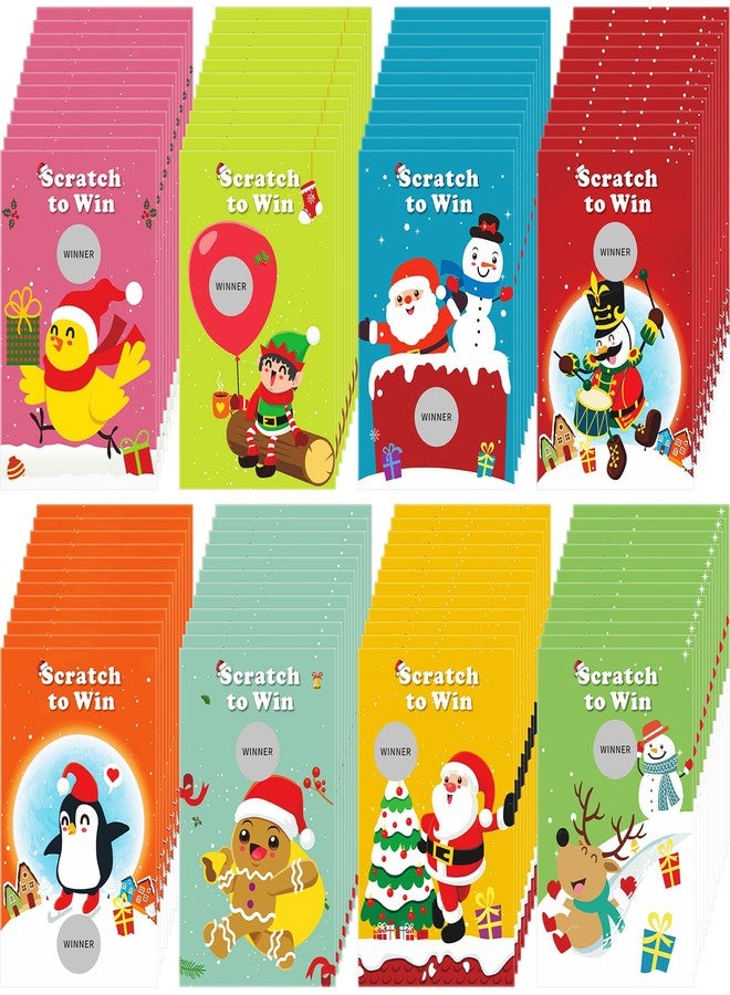 Nezyo 96 Pcs Christmas Scratch Off Cards Christmas Party Scratch Games Raffle Tickets with Patterns of Snowman Elk Santa Claus for Adults Groups Activity Xmas Party Supplies (Cute Style) - Image 1