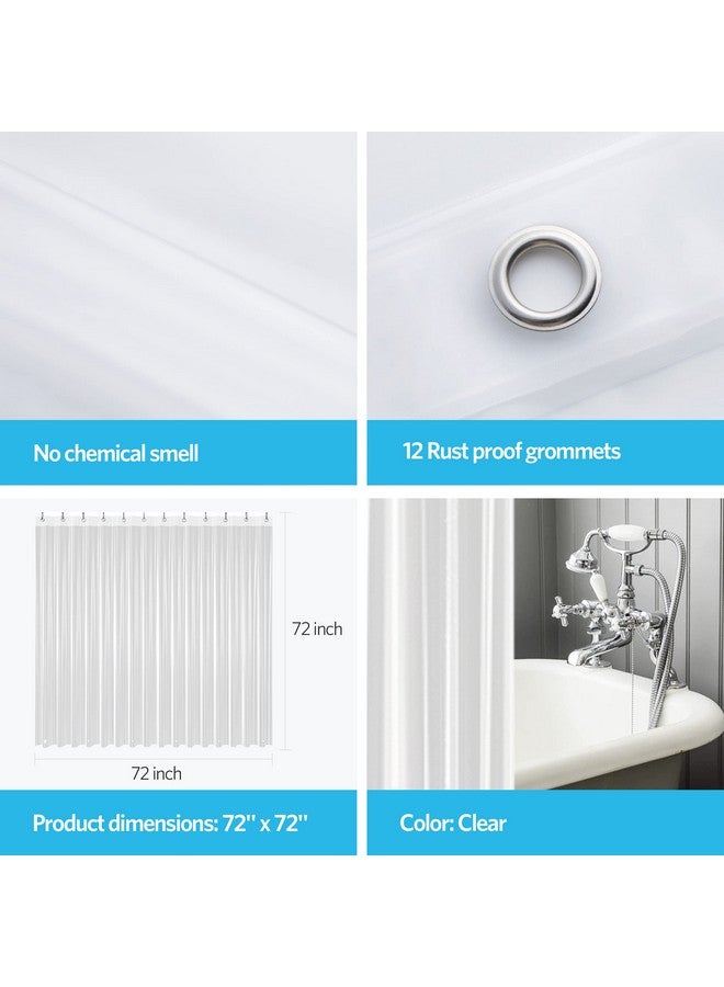 EHZNZIE Clear Shower Curtain Liner Light Weight PEVA, Shower Liner 72x72 Inches, Waterproof, No Chemical Smell with 12 Rust Proof Metal Grommets for Bathroom Shower Curtain - Image 4
