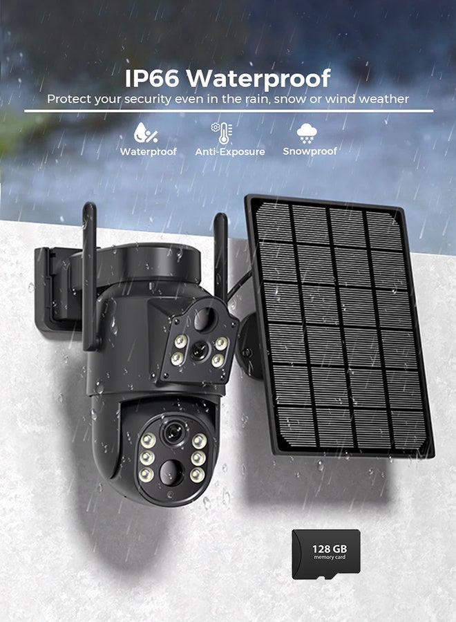 Generic 8MP Dual Lens PTZ Solar Camera Dual Screens PIR Human Detect Outdoor Security CCTV Surveillance  Built in Battery PIR Cam WiFi, Waterproof IP66 with 128G Card  - Image 2