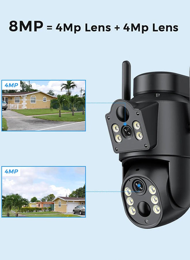 Generic 8MP Dual Lens PTZ Solar Camera Dual Screens PIR Human Detect Outdoor Security CCTV Surveillance  Built in Battery PIR Cam WiFi, Waterproof IP66 with 128G Card  - Image 4