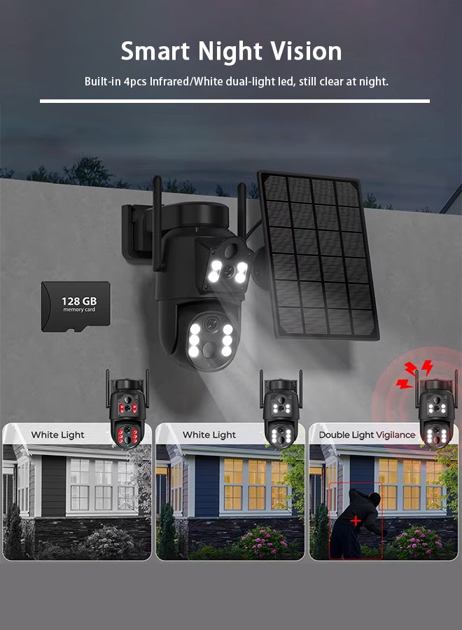 Generic 8MP Dual Lens PTZ Solar Camera Dual Screens PIR Human Detect Outdoor Security CCTV Surveillance  Built in Battery PIR Cam WiFi, Waterproof IP66 with 128G Card  - Image 3