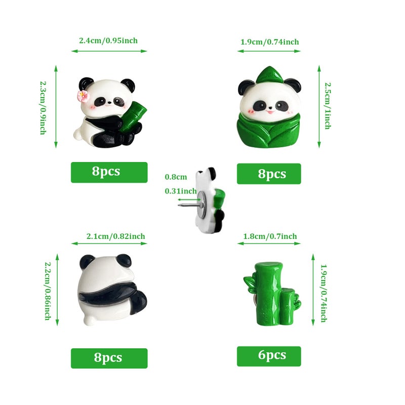 Supfoxer Cute Panda Push Pins - Decorative Resin Thumb Tacks for Bulletin Board, Cork Board, Office, School - 30-Pack - Image 3