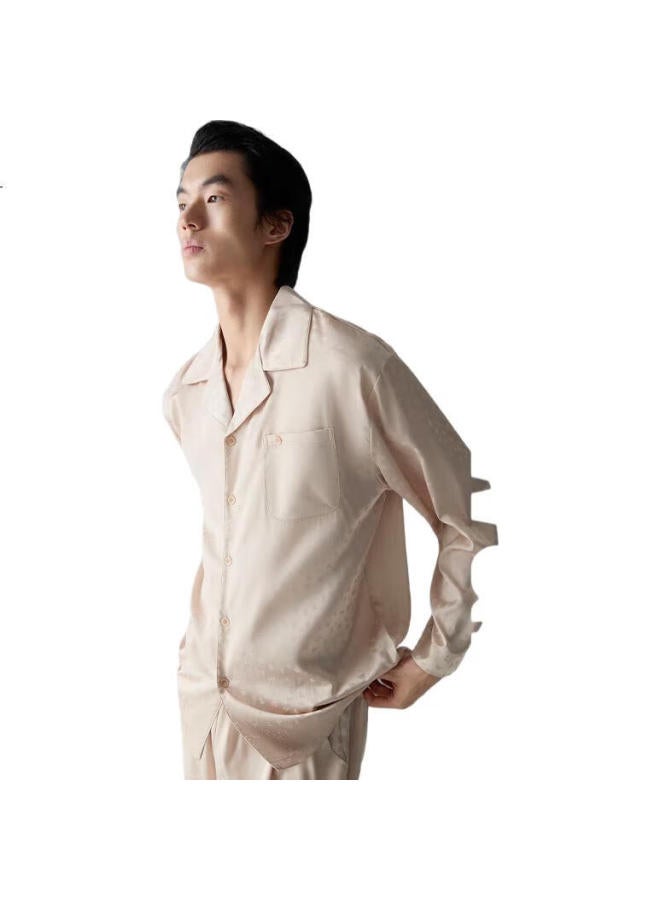 HLA Home 【Chen Zheyuan Same Style】Men'S And Women'S 25 New Ice Silk Jacquard Cool Feeling Anti-Static Long Sleeve Long Pants Home Wear - Image 3