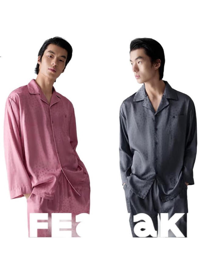 HLA Home 【Chen Zheyuan Same Style】Men'S And Women'S 25 New Ice Silk Jacquard Cool Feeling Anti-Static Long Sleeve Long Pants Home Wear - Image 2